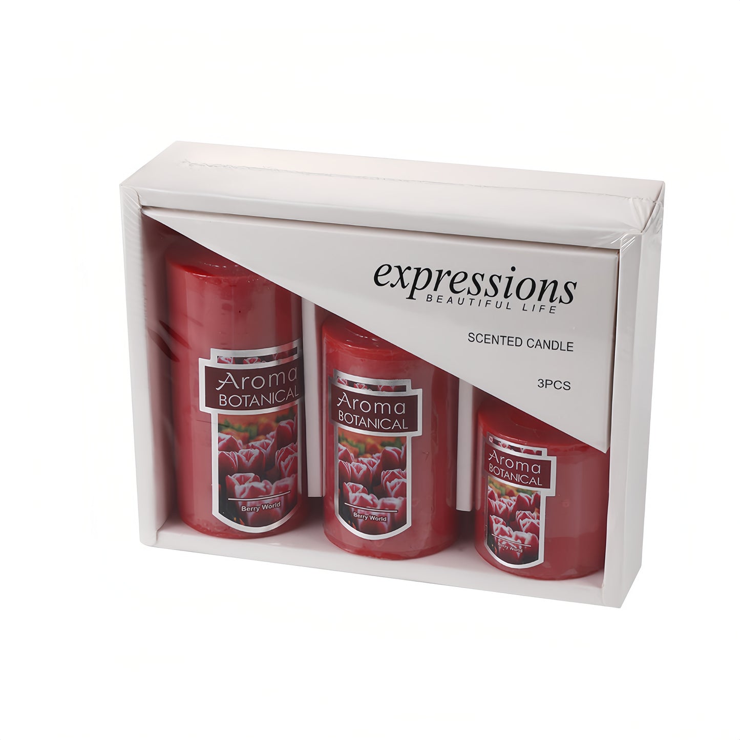 Tropical Berry Burst – Fruity Scented Pillar Candle Set