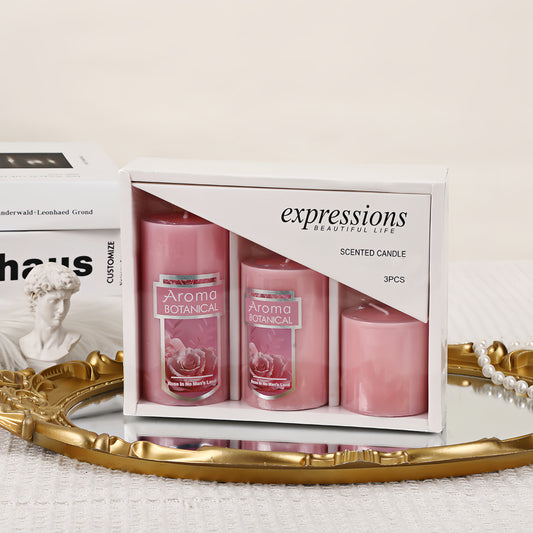 Blush Ember – Spiced Rose Pillar Candle